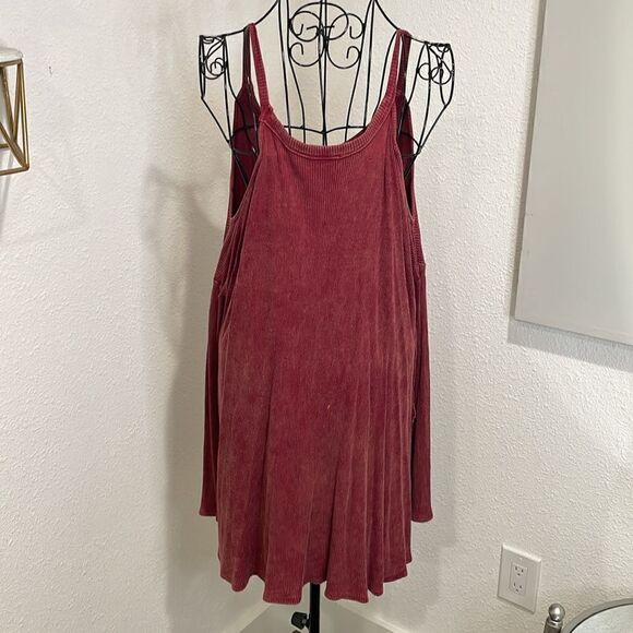 Blu Pepper maroon cold shoulder top/dress | size S - Picture 6 of 8